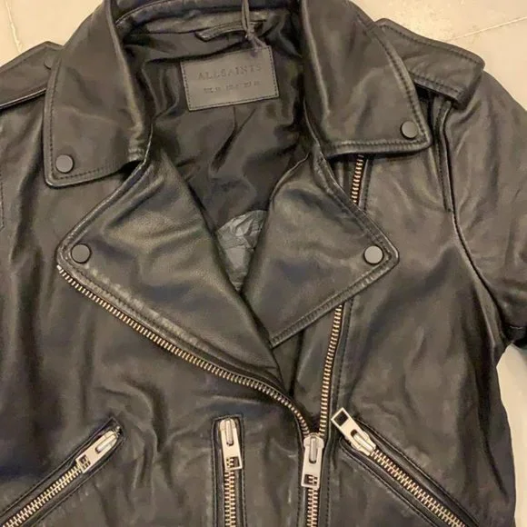 All Saints Balfern Black Leather Biker Jacket - Picture 5 of 11
